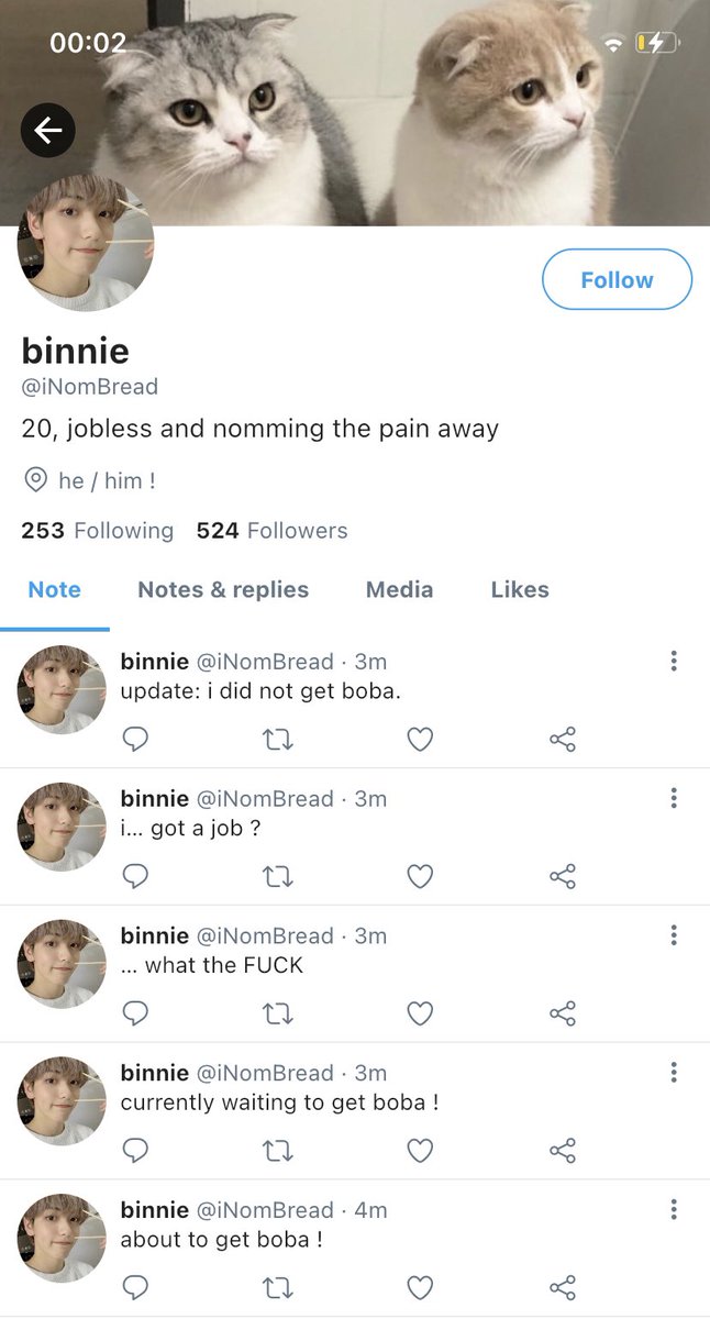 tubatufics's tweet photo. yeonbin au:
in which soobin, a young man who’s never worked in his whole life, impulsively gets himself a job in a bubble tea shop and one customer, who keeps meowing at cats, seems to find a liking in annoying a certain stuttering barista. 

aka the barista au we all need https://t.co/edwsn192i2