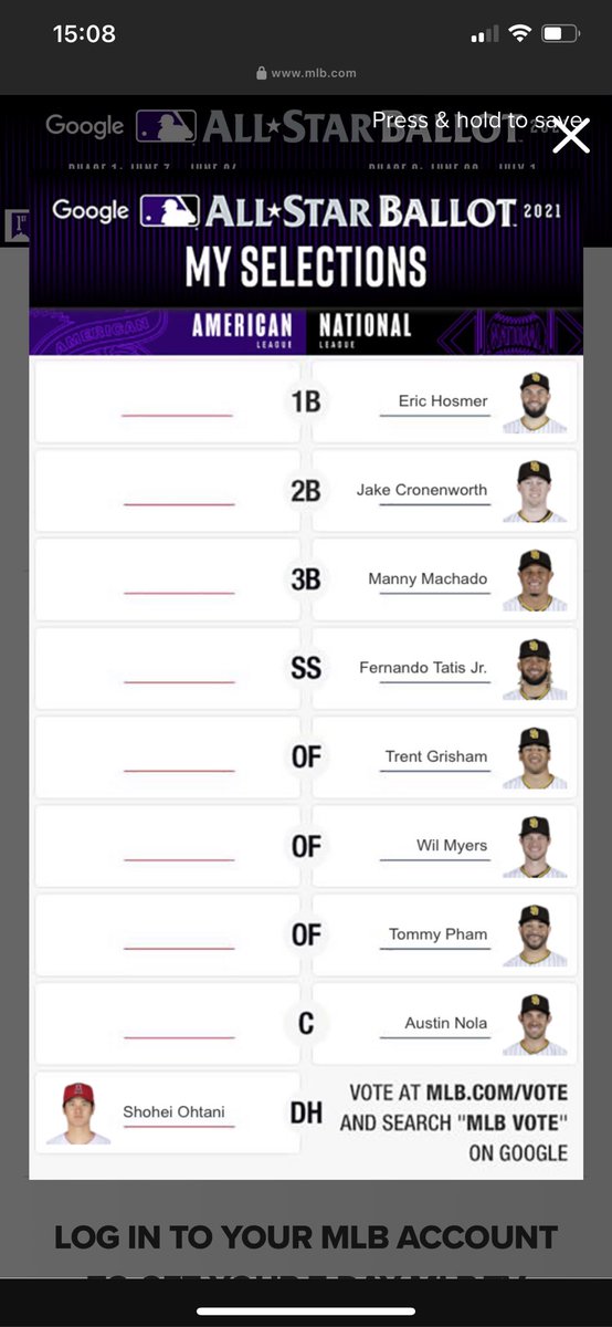 elvismangune's tweet photo. Padres to the AllStar Game https://t.co/KRpS230MUp