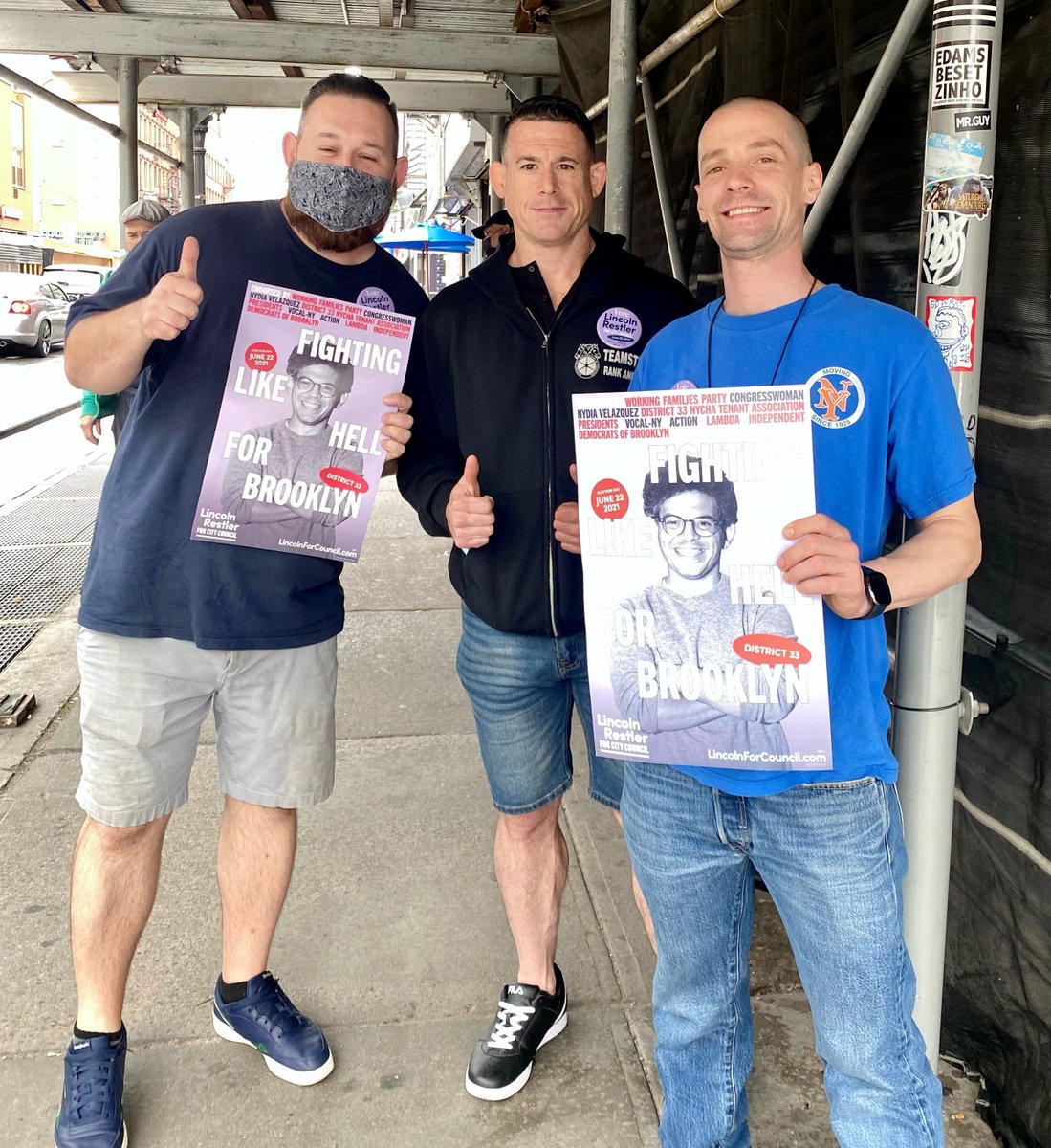 LincolnRestler's tweet photo. Thank you @Local814 for coming out to knock doors with #TeamLincoln yesterday! New York City is a union town, and if I'm lucky enough to get elected, I'll fight to expand organized labor. 

Join us at an event this week: https://t.co/anvNiX1B00 https://t.co/q8sKjfYCqP