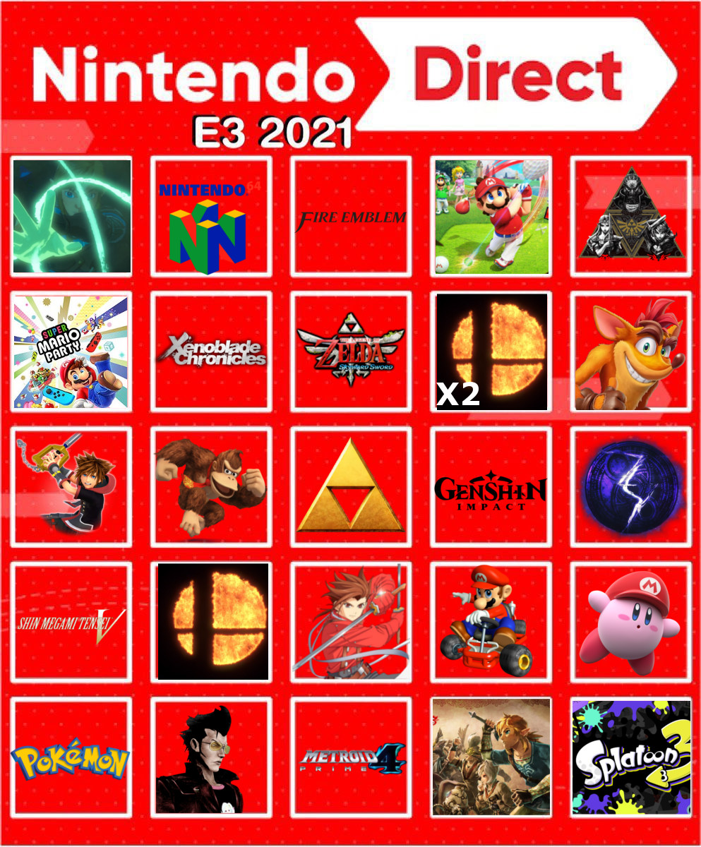 Hmk My Nintendo 21 Bingo Card For Tomorrow But After Square Enix Ubisoft And Capcom I M A Little Scared T Co Wcneoiulge Twitter