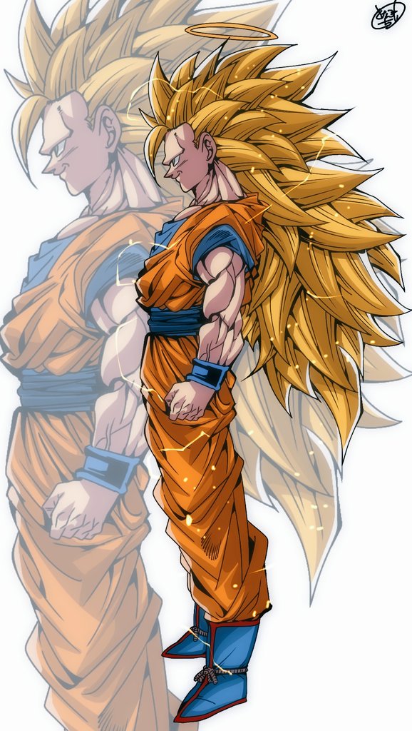 son goku super saiyan blonde hair male focus halo dougi 1boy spiked hair  illustration images