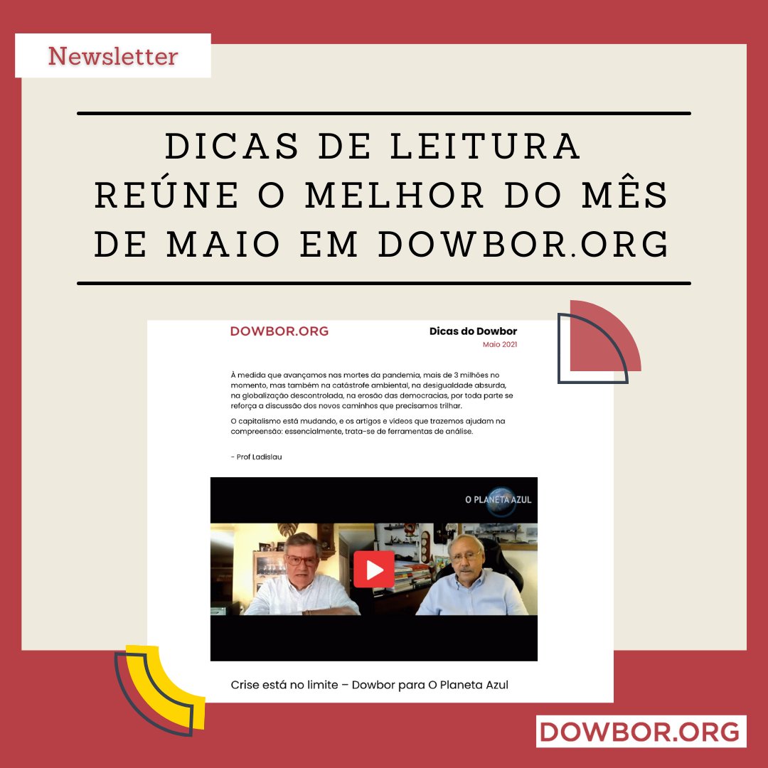 ldowbor's tweet photo. NEWSLETTER - O MELHOR DE MAIO EM DOWBOR:ORG
Acesse em: https://t.co/fQQDiBT8kA https://t.co/1xutEjfNmX