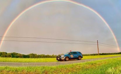 Look! A rainbow over a blue goose on a rainy day! Coincidence? We think not.