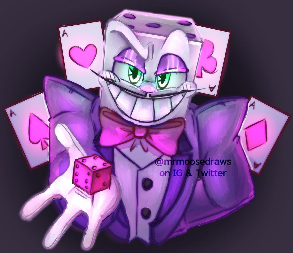 spj_old's tweet photo. do we have a deal? 🃏🎲💚💜 already looking forward to seeing more of #kingdice in the #cupheadshow !!! https://t.co/IESBkneUSr