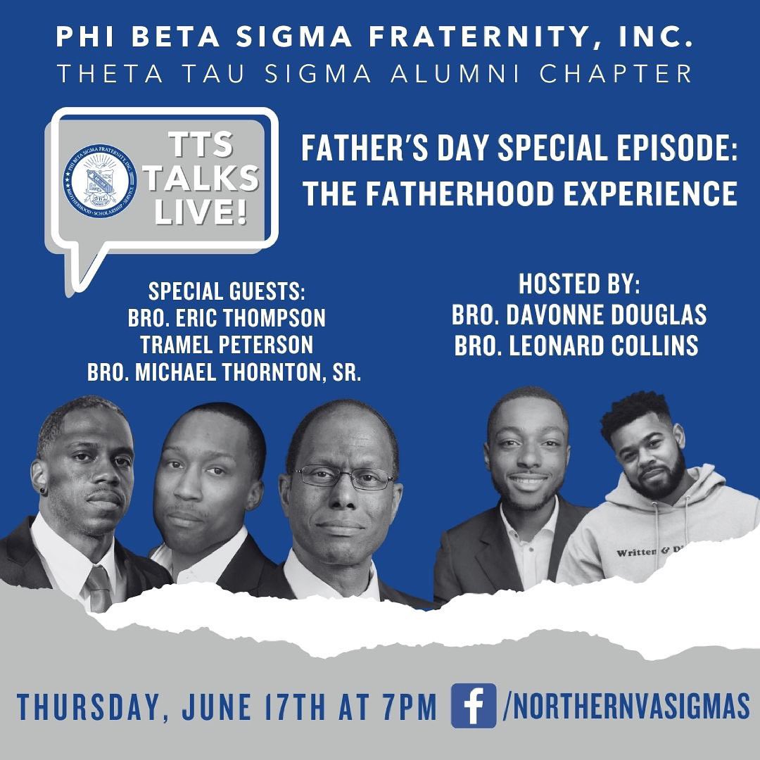 novasigmas's tweet photo. Come out this Thursday for a special Father’s Day Edition of TTS Talks Live where we have a conversation with fathers serving in our communities. It all goes down this Thursday at 7PM!
#VASigmas #NoVASigmas #TTSTalksLive #PBSSocialAction https://t.co/5tzooVNwo6