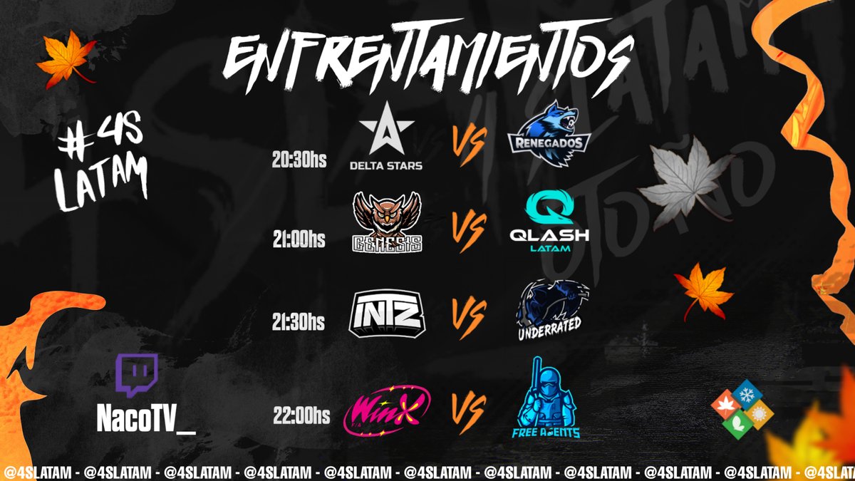 4SLATAM's tweet image. EN VIVO 🟤🍁

Comenzamos la primera gran jornada de esta temporada! No te lo pierdas !

🎙️ @NacoTV_ | @carrascoosaa 
📺 twitch.tv/NacoTV_