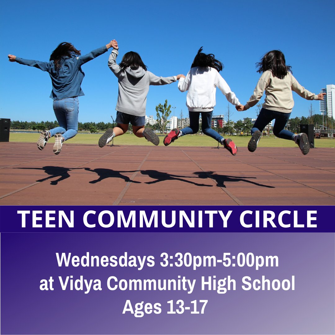VidyaChs's tweet photo. Vidya's Teen Community Circle begins again this Wednesday, June 16th, from 3:30pm-5:00pm! Give your teen the opportunity to interact with peers through group discussions, hands-on activities, and games. Email mbibian@vidyachs.org to reserve a spot for your teen! 
#porterranch https://t.co/ksmBAbhenH
