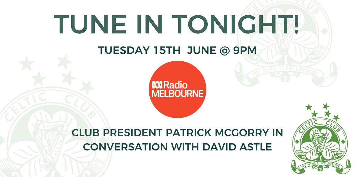 Our President, <a href="/PatMcGorry/">Patrick McGorry</a> will be chatting to <a href="/dontattempt/">David Astle</a> on <a href="/abcmelbourne/">ABC Melbourne</a> tonight about the ongoing renewal work being done to bring our Club back to the heart of all things Irish Australian in Victoria. You can catch it on Radio, DAB or stream it via abc.net.au/radio/melbourn…