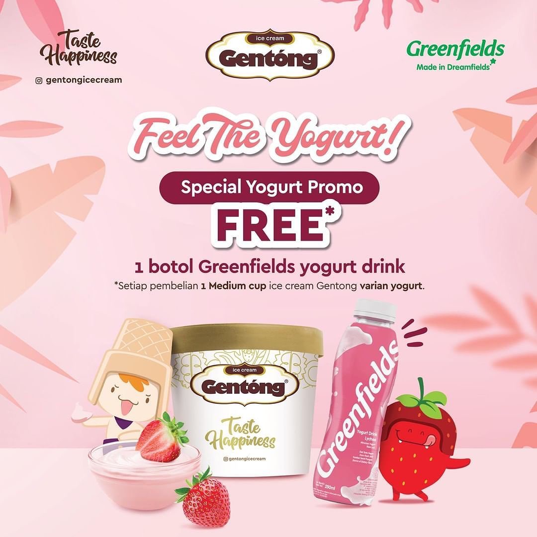#PromoAlertBUY 1 Ice Cream GET 1 Yogurt!
@gentongicecream lagi ngadain promo khusus gingga 30 juni 2021 bersama dengan <a href="/greenfields/">ぐりーんふぃーるず</a>.id

Setiap pembelian 1 Medium Cup (240 ml) Gentong Ice Cream, kamu bisa mendapatkan 1 botol Greenfields yogurt drink.

instagram.com/p/CQF_5WzBRTf/
