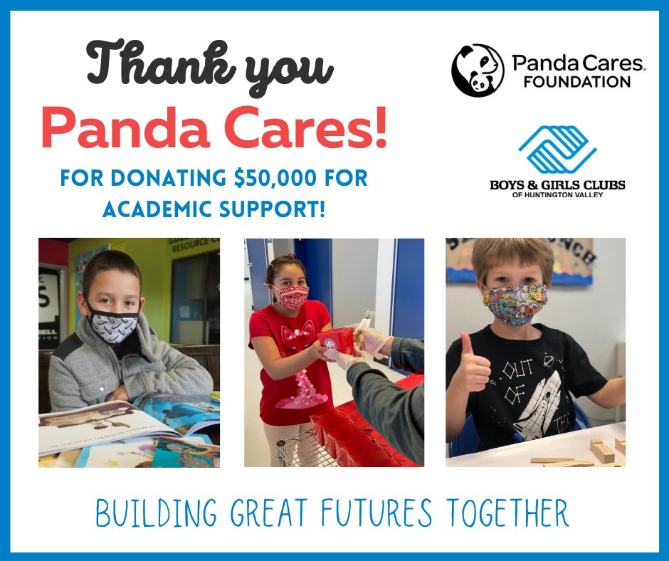 A HUGE thank you to Panda Cares Foundation (<a href="/PandaExpress/">Panda Express</a>) for giving $50,000 to support the Club's educational programs! ⭐ #bgchv #GreatFutures #WhateverItTakes