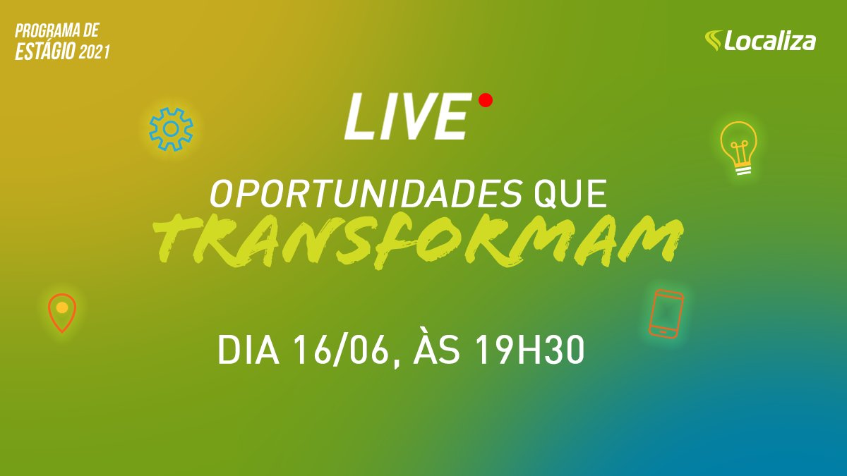 eurecame's tweet photo. Estamos preparando uma Live especial para falar um pouco mais sobre o Programa de Estágio da Localiza 2021.

Dia 16/06 (quarta-feira), às 19h30, estaremos ao vivo no youtube da Eureca e nós esperamos por você. Acesse https://t.co/S7tYcJ6AdV e participe! https://t.co/o2KS2l5nGN