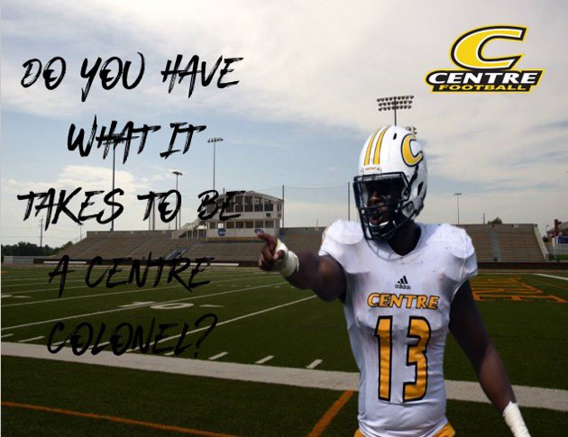 AaronBaker2277's tweet photo. After an awesome talk with @CoachAndyFrye, I am blessed to receive my first offer from @CentreFootball! #PEV https://t.co/fdtZZZMsCX