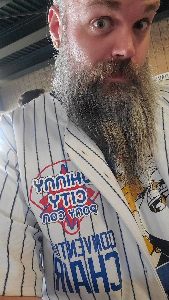 TekCharlie's tweet photo. Usher at the @KCCougars game I'm at: "I really enjoy seeing jerseys from all over and I don't recognize yours. Is that from the minor league team down south?"

Me: "Actually this is from a My Little Pony convention that was baseball themed in 2017"

Him: 😶 (visibly bluescreens) https://t.co/NylmXq6BUv