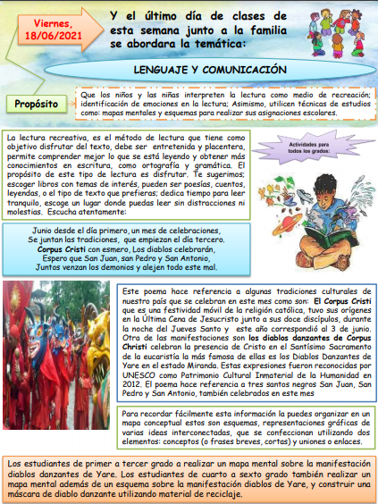 escprimariatru's tweet photo. 🗣️Guion Pedagógico ✅Nivel Educación Primaria
👉Semana del 14 Al 18-06-2021 #CadaFamiliaUnaEscuela @NicolasMaduro @eduardopiate2 @RangelSilva4F @LaidelyPsuv  @LirosTorres @ZonaEduTrujillo @MPPEDUCACION @GobTrujillo #14Jun #Trujillo #LlamaDeCaraboboInvencible https://t.co/vZ4fahYoGi