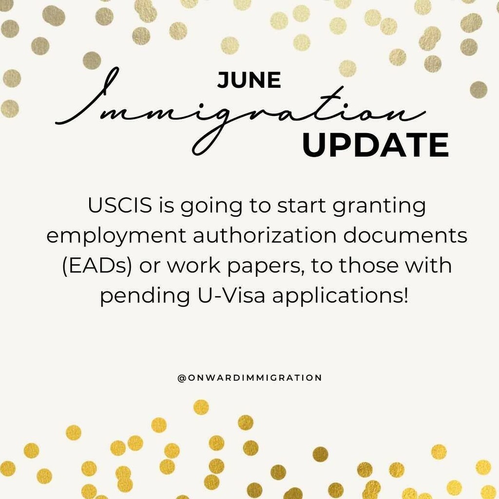 OnwardLaw's tweet photo. USCIS will now let people with a pending U visa petition work while they are here. People can get an EAD (employment authorization document) card if they live in the US and have a pending U visa petition. This is called the Bona Fide Determination Employ… https://t.co/K8FQ9NGR8S https://t.co/31J5mJPWCz