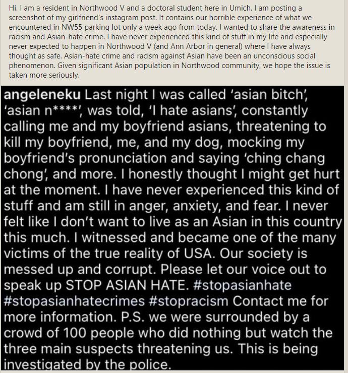 Repost from WeChat. Please #StopAsianHate #StopAsianHateCrimes