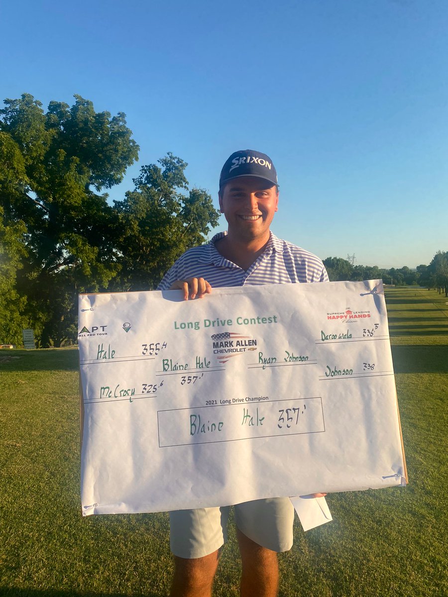 357.1 yards down a narrow fairway is good enough for 1st at the long drive contest. 

Brought to you by @Blainehale_jr 👏🏻