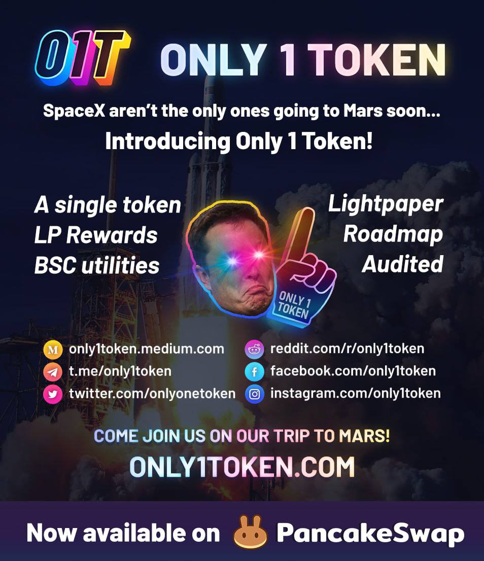 Only1Robert2's tweet photo. Only 1 Token (O1T) is a single token with 18 decimals, that is shared by each of its holders who are working together to make O1T the single most valuable asset in the world. Built on this token will be an intuitive Binance Smart Chain portfolio tracker and earnings tracker. https://t.co/7grkYMlZo4