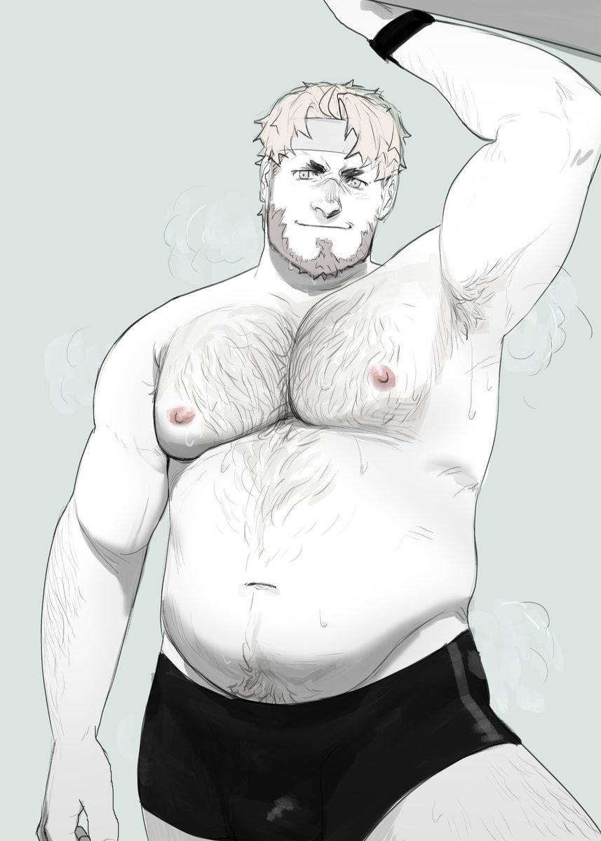 Philozoid's tweet photo. You know... I DO just so happen to have some alt versions on hand.... #BarryGoodman #bara #bear #gay #chub #sweat #MegamiTensei #Persona #TMS https://t.co/SORJi6BHfG