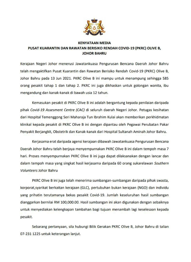 Uživatel BFM News na Twitteru: u201eJohor has opened the country's 