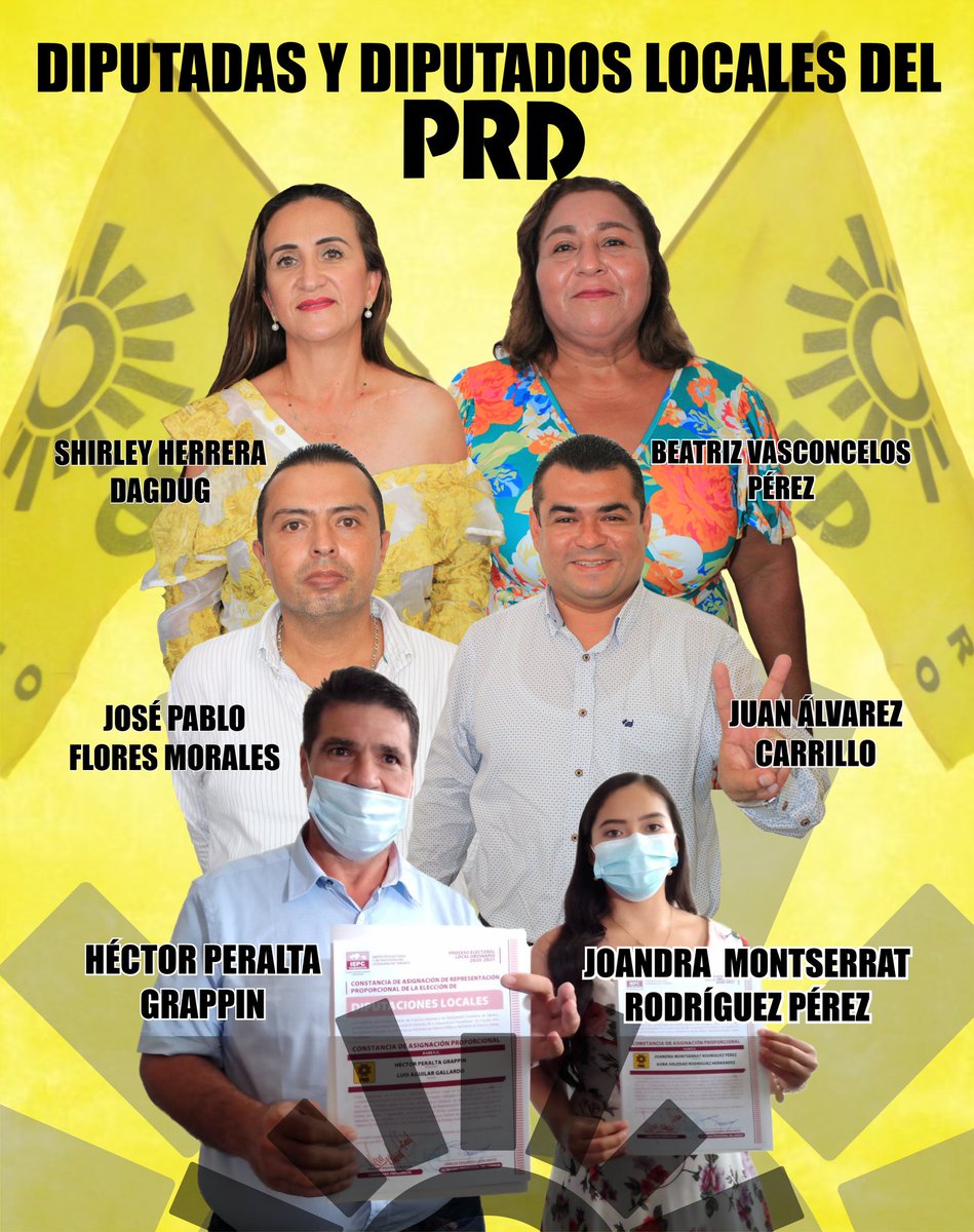 PRDTabasco1's tweet photo. Te invitamos a conocer a las y los Diputados Locales del #PRD, quienes gracias a tu voto, te representarán en la próxima legislatura del Congreso Local.

#EstamosDeRegreso☀️ https://t.co/vN1Ey3GQQL