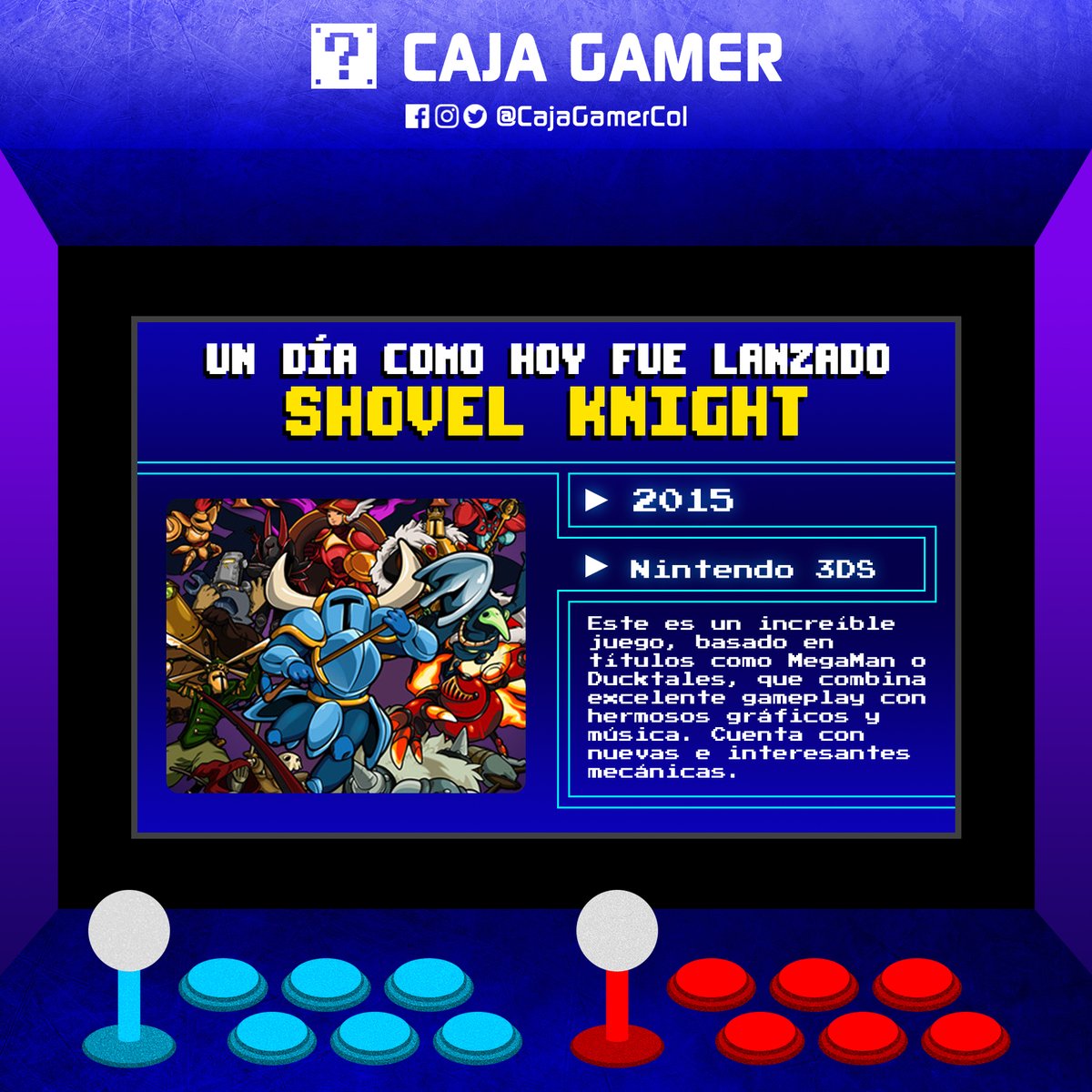 CajaGamerCol's tweet image. Un día como hoy...
Caja Gamer ► youtube.com/c/CajaGamer ◄

#ShovelKnight #YachtClubGames @YachtClubGames
#CajaGamer #Undíacomohoy #colombia #gamers #videojuegos