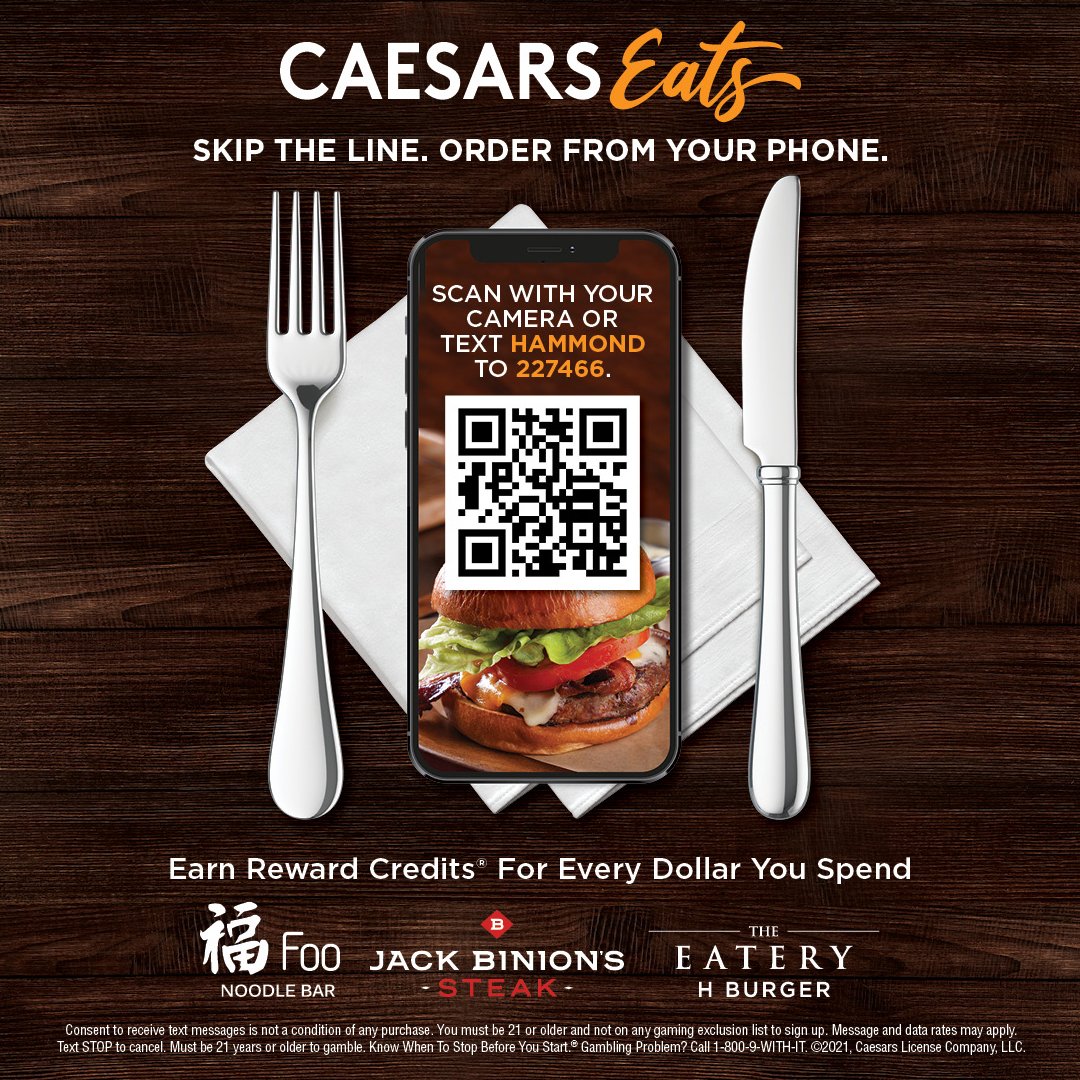 HorseshoeHammnd's tweet photo. It's now so easy to order a meal to take home.  Use CaesarsEats to order ahead, skip the line and go straight to pick-up.  So convenient!

#CaesarsEats #Takeout #Skiptheline #HorseshoeHammond #FooNoodleBar #JackBinionsSteak #HBurger #SoGood #FoodToGo https://t.co/WP90gP8GFe