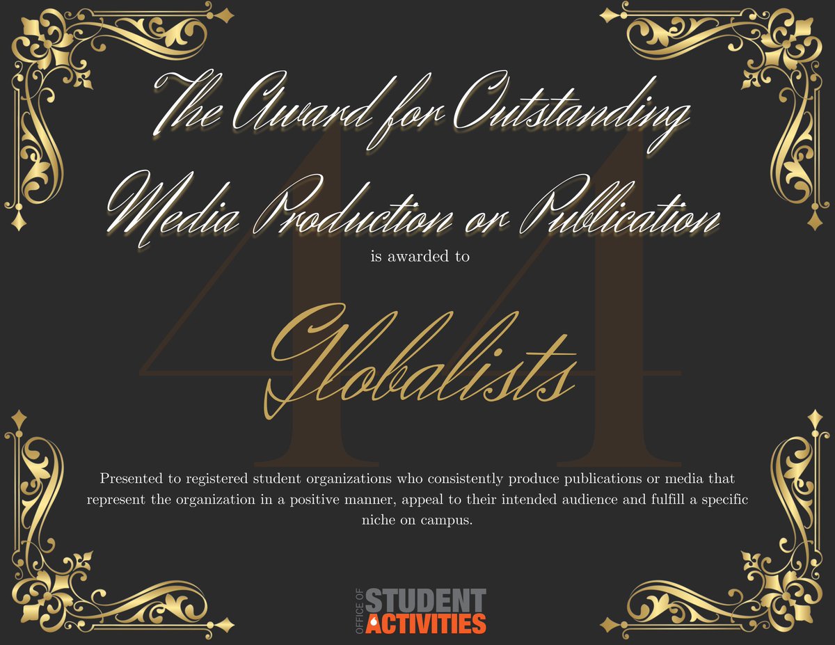 SUGlobalists's tweet photo. We're honored to announce that we were recognized for a second time for Outstanding Media Production or Publication at the 2021 44 Stars of Excellence Gala! https://t.co/VqlGF4fEHz