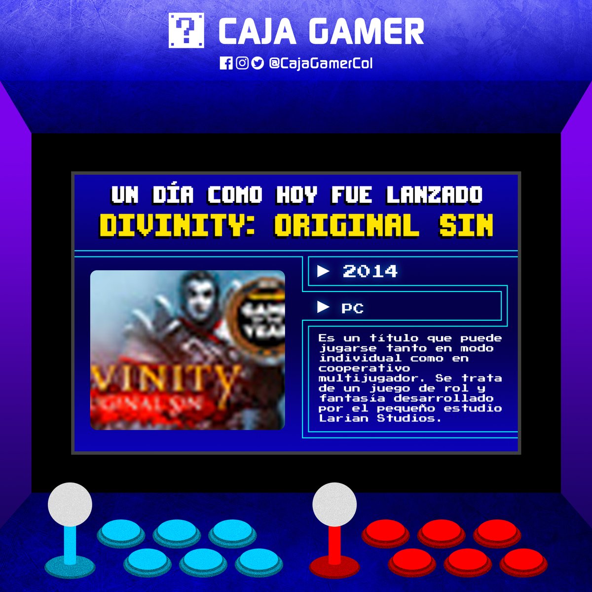 CajaGamerCol's tweet image. Un día como hoy...
Caja Gamer ► youtube.com/c/CajaGamer ◄

#DivinityOriginalSin #LarianStudios
#CajaGamer #Undíacomohoy #colombia #gamers #videojuegos
