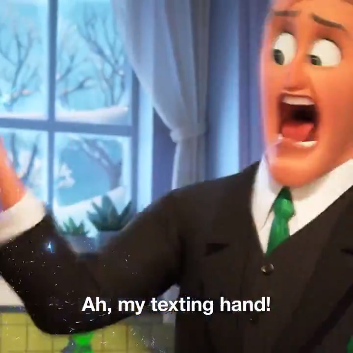 RT @Dreamworks: Please, no! Not his texting hand! See you July 2 on @Peacock! #BossBaby https://t.co/3mLcH0JUNb