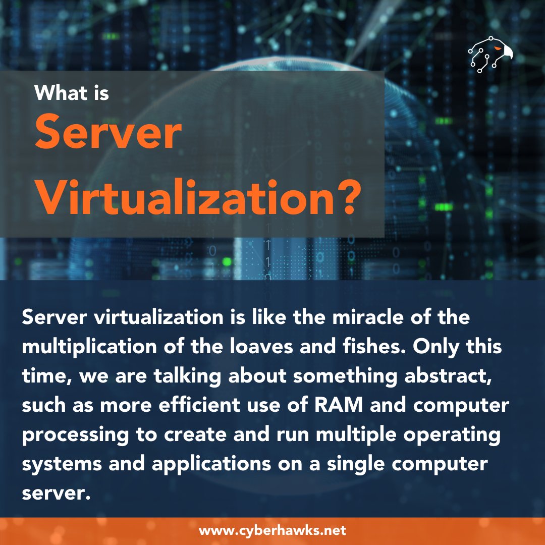 CyberHAWKS_net's tweet image. Learn more about virtualization here: bit.ly/3vbKmnP 
#ServerVirtualization #ComputerProcessing #RAM