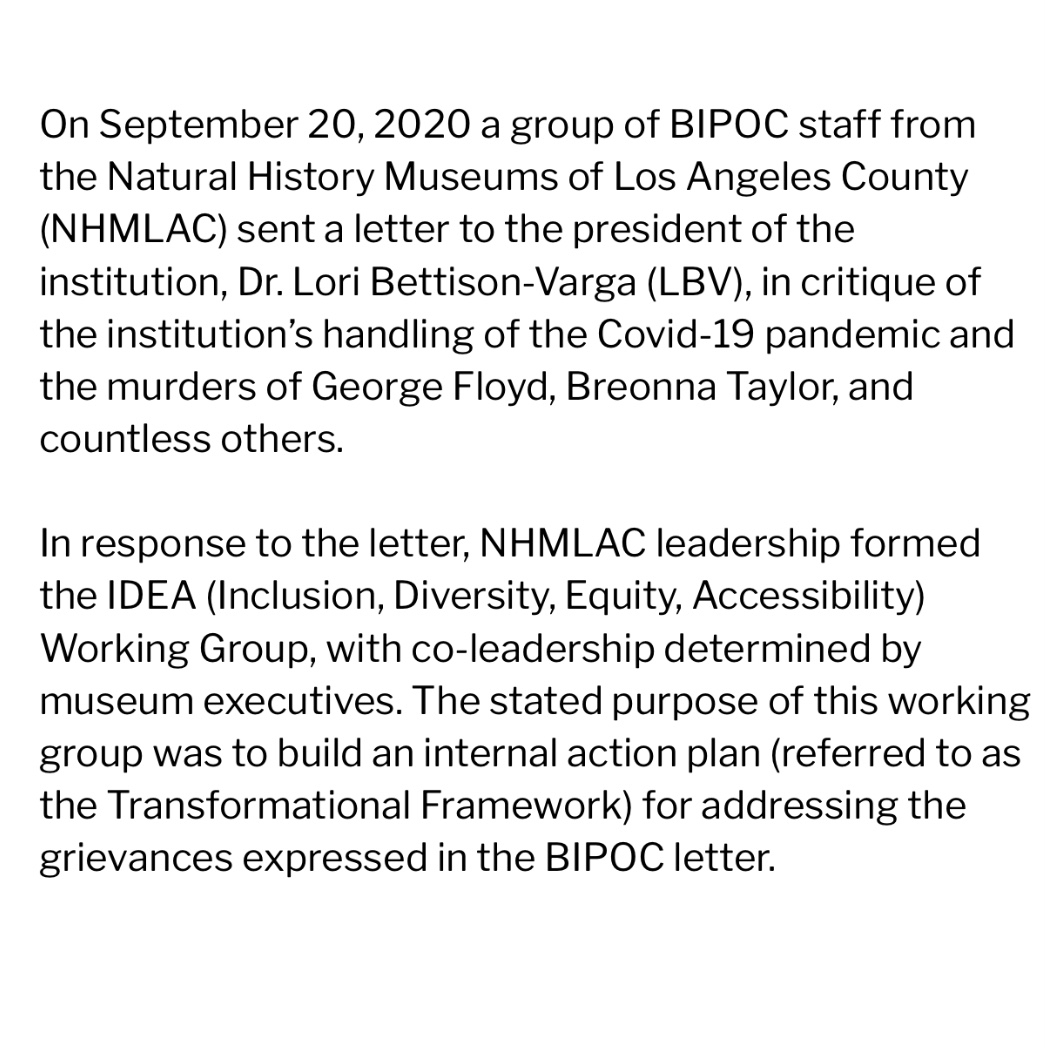 NHMWorkers's tweet photo. @NHMLA #MuseumsAreNotNeutral https://t.co/hPkpYqhmuv