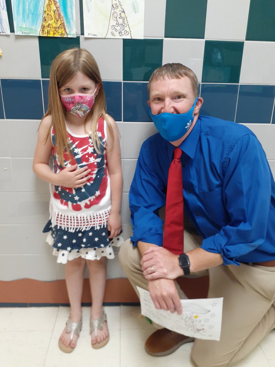 Today our elementary students took time to celebrate Flag Day by wearing their red, white and blue!  Way to go!