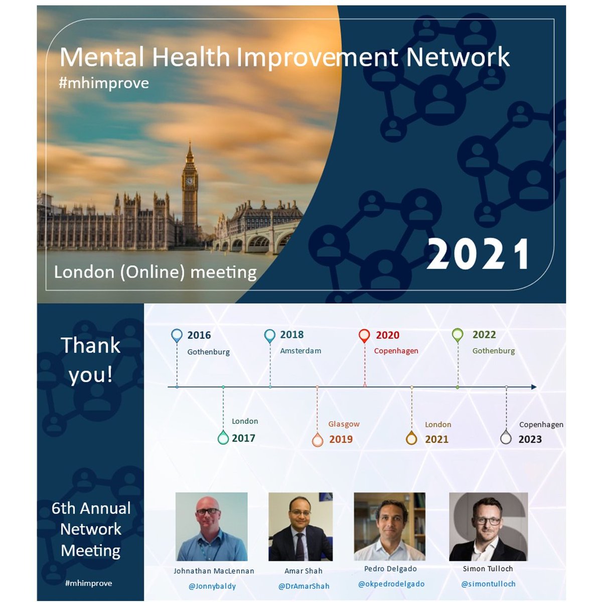 simontulloch's tweet photo. Yesterday we held the 6th Annual #MHimprove Network Meeting with >200 participants from around the world sharing &amp; learning, plus a message from @KedarMate @IHI. All content is available here: https://t.co/B3J0sSfPcE We hope you can join us in #Gothenburg in 2022. https://t.co/DqJTjqQ9Or