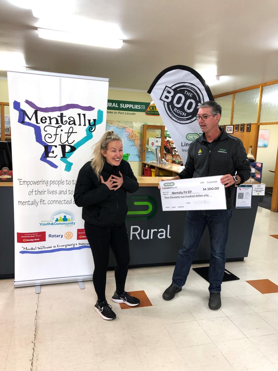 lincoln_rural's tweet photo. WOW! We are so excited to announce that $4200 was raised for Mentally Fit EP through our raffle, Pulled Pork Burgers, silent auction &amp; donations! 
Thanks to all our wonderful suppliers, Boston Bay Smallgoods, and Port Lincoln Bakery who helped Lincoln Rural make this possible. https://t.co/g6cHspHr8X
