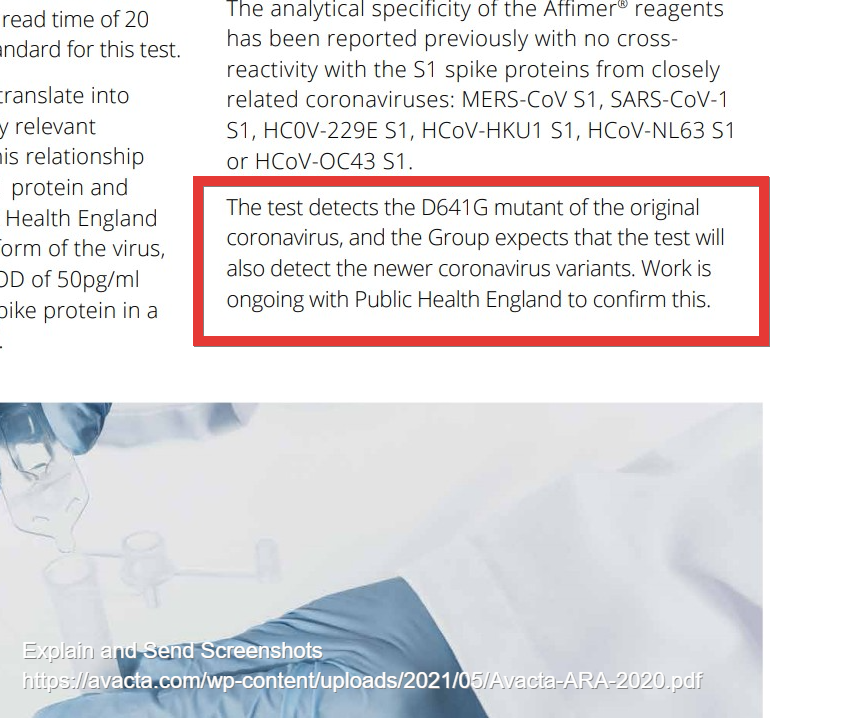 5/In that same 22nd April report AVCT discussed variants with the disclosure that,"work is ongoing with Public Health England" to confirm that the AVCT test detects the newest ones.If supposed Porton Down failings have killed AVCTÄs chance of UK Gov contracts off,