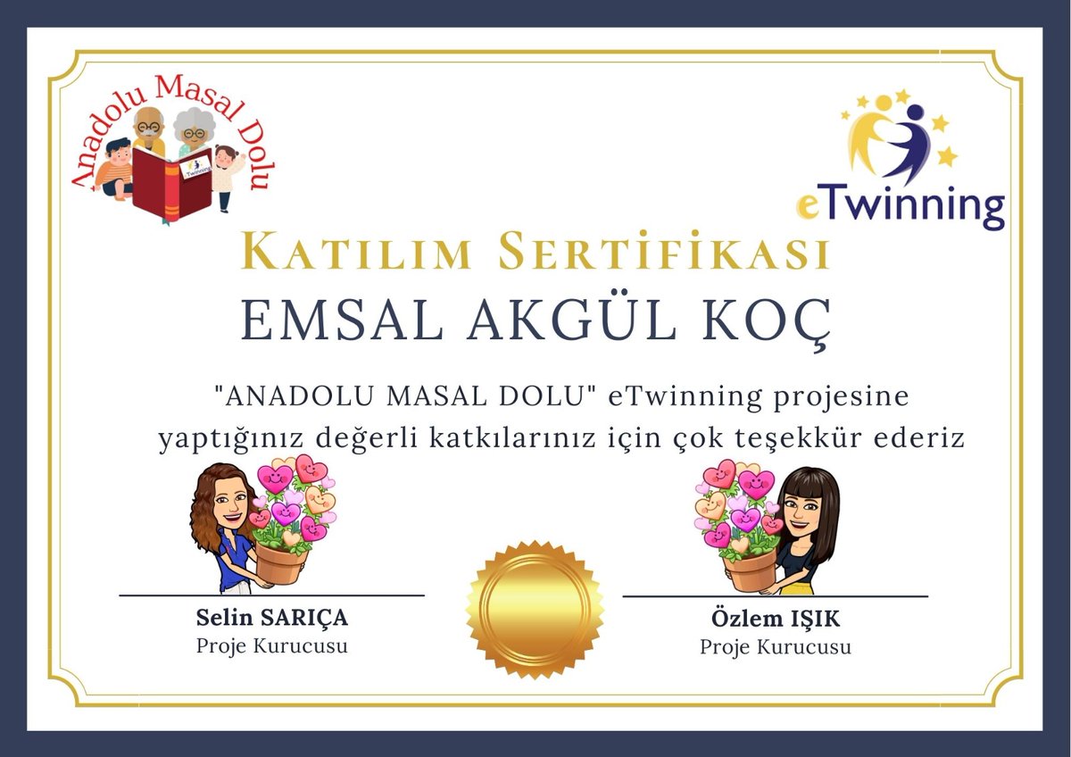 <a href="/DoluMasal/">Anadolu Masal Dolu</a> Katılım sertifikamı aldım.Bu projede emegi geçen herkese çok teşekkür ederim.