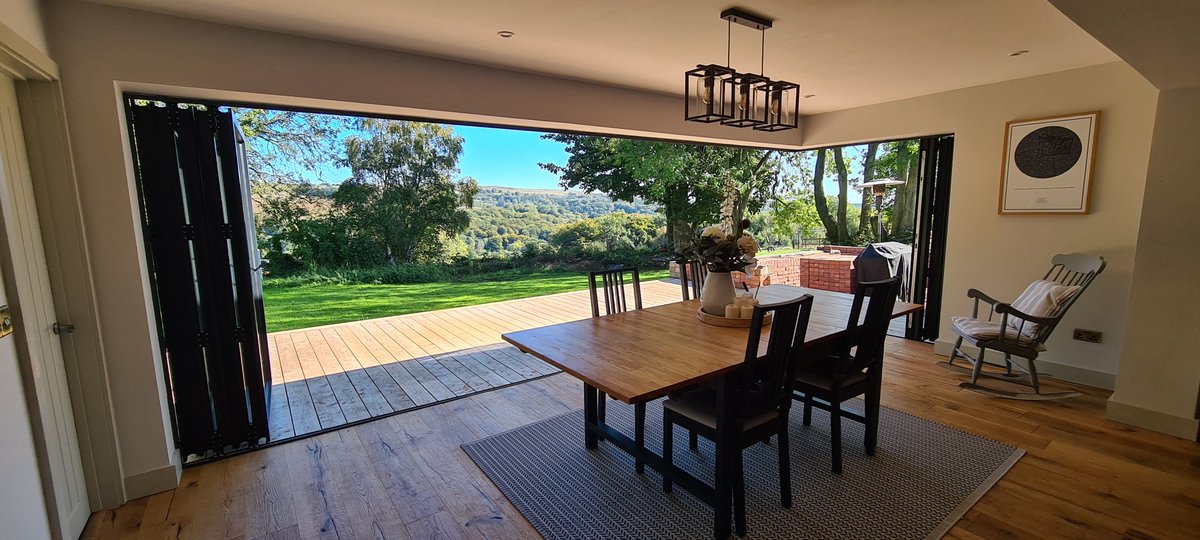 Bi-folding doors allow you to get the most from your living space &amp; are the perfect door for summer! Our Bi-fold doors create the best panoramic views &amp; neatly fold &amp; slide open to provide a smooth transition between indoor &amp; outdoor living. Picture from <a href="/PDSWales/">PDSWales</a>