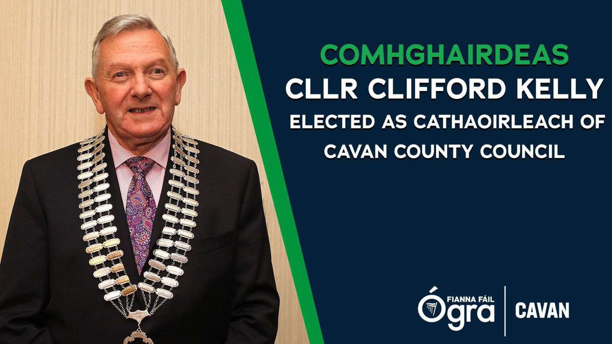 Congratulations to Councillor Clifford Kelly who was recently elected as Chathaoirleach of Cavan County Council 🙌🙌🙌 <a href="/cavancoco/">Cavan County Council</a> <a href="/fiannafailparty/">Fianna Fáil</a>