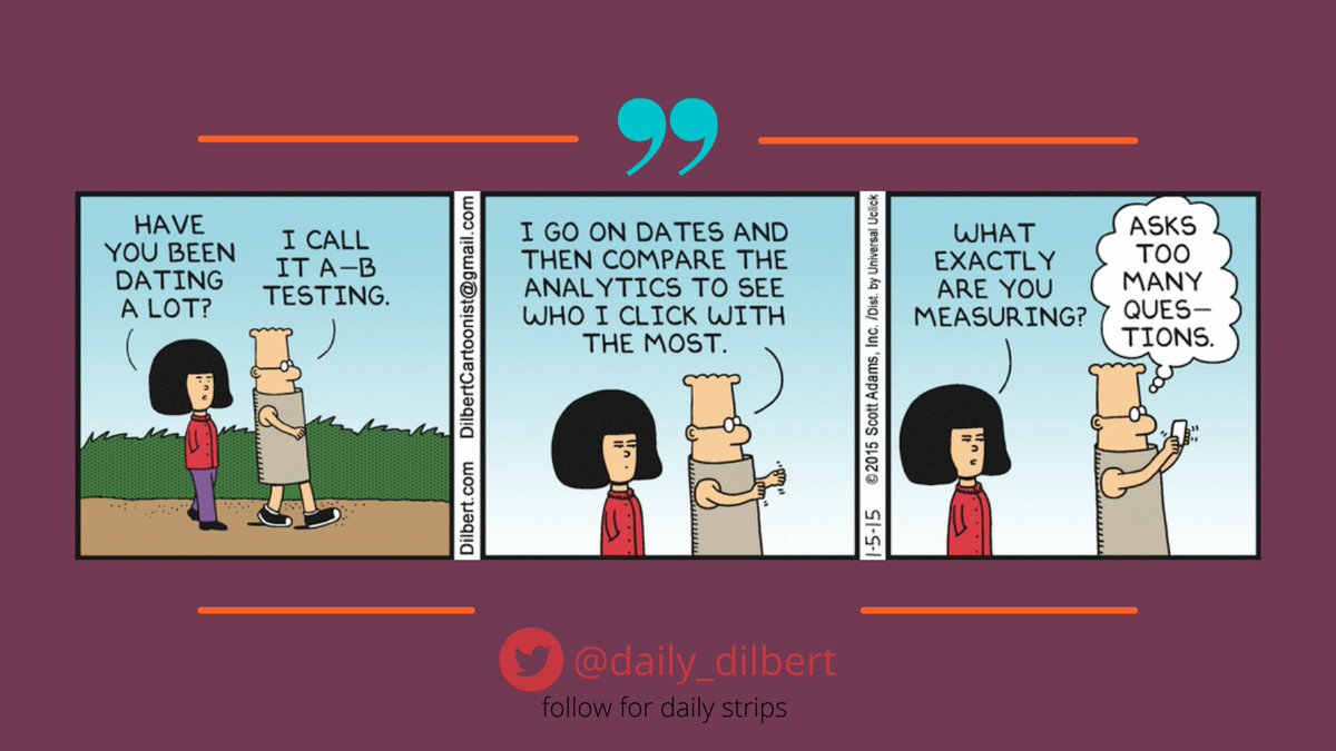 daily_dilbert's tweet photo. Dating a Data Scientist

#datinggame #Engineering #Engineer #DataScience #Data #DataAnalytics #startup #entrepreneur  #Launch #techno  #dilbert https://t.co/UyjRrKutpJ
