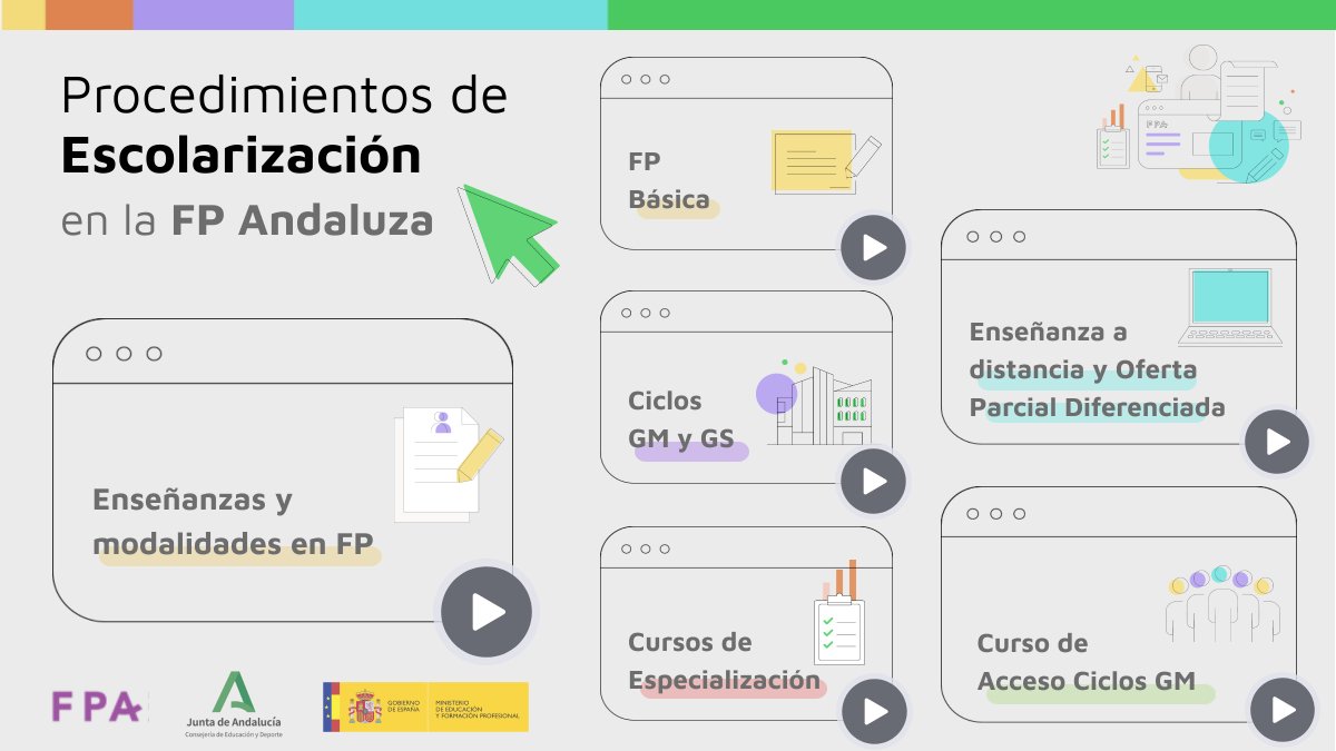 🚨¡Abierto el plazo presentación de solicitudes para las enseñanzas de FP! 

▶Portal de escolarización FP: lajunta.es/3d7lw

🗃Conoce los procedimientos: view.genial.ly/60c074dcfe0ac0…

<a href="/EducaAnd/">Consejería Desarrollo Educativo y FP</a>