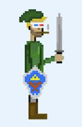 tmagled's tweet photo. Blazed Link travels across Hykush destroying monsters in his path. His 3D glasses give him unparalleled abilities. He will save the princess soon! @kushpunks thanks for this kick ass custom! This is now my favorite... #KushPunks #Zelda35th https://t.co/3bHq6oblfd