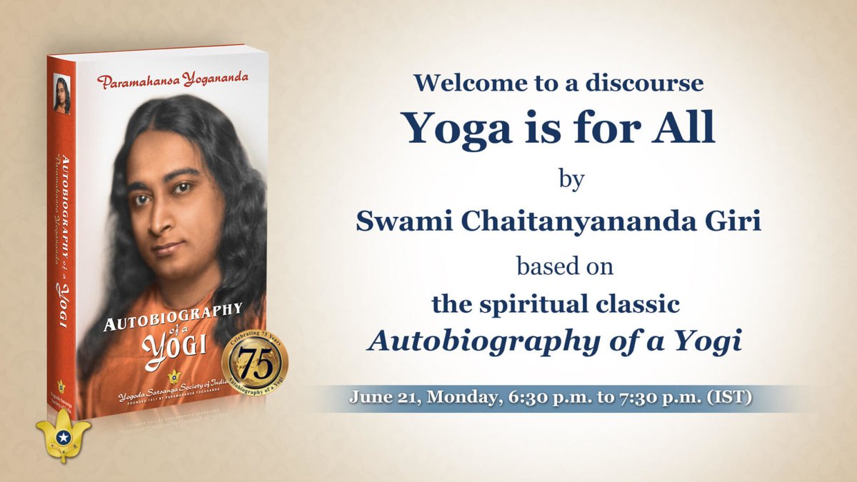 ysdkbengaluru's tweet photo. In view of Swami Yoganandas' pivotal role in Yoga, we are organizing a public talk by a YSS sannyasi to commemorate the International Day of Yoga. “Yoga is for All” held online on Monday, June 21, from 6:30 pm to 7:30 pm (IST) @
https://t.co/vNxRtgdEq2

#Yoga #Meditation #IDOY https://t.co/emJkbJqNJT