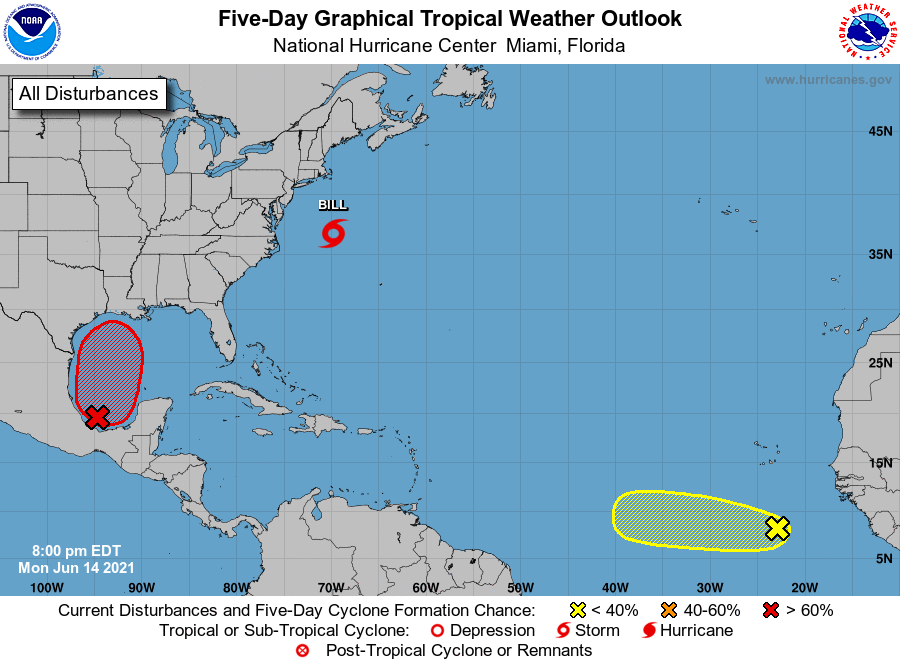 ouragans's tweet photo. A 3h TU le NHC classe la #DT2 en tempête tropicale Bill 

TT #Bill centrée à 3h TU par 36.7N 69.8W soit 540 km au NE du Cap Hatteras (Caroline du Nord), vents maxi 75 km/h, déplacement vers le NE ou 55° à 37 km/h, pression mini 1003 mb https://t.co/NlTmBTwgok