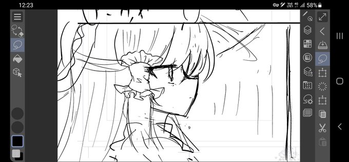 ちなみにスマホ版クリスタの作業環境はこんな感じ(昼休みにネーム中) 