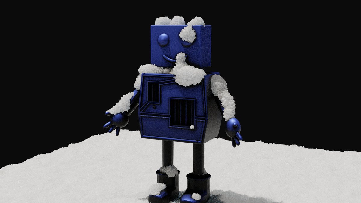 SusanBluerobot's tweet photo. In the past 14 months this is the first time I have come across the addon #realsnow in #blender3d. Here is my first play with it in #cycles https://t.co/8o6I0Ek7KZ