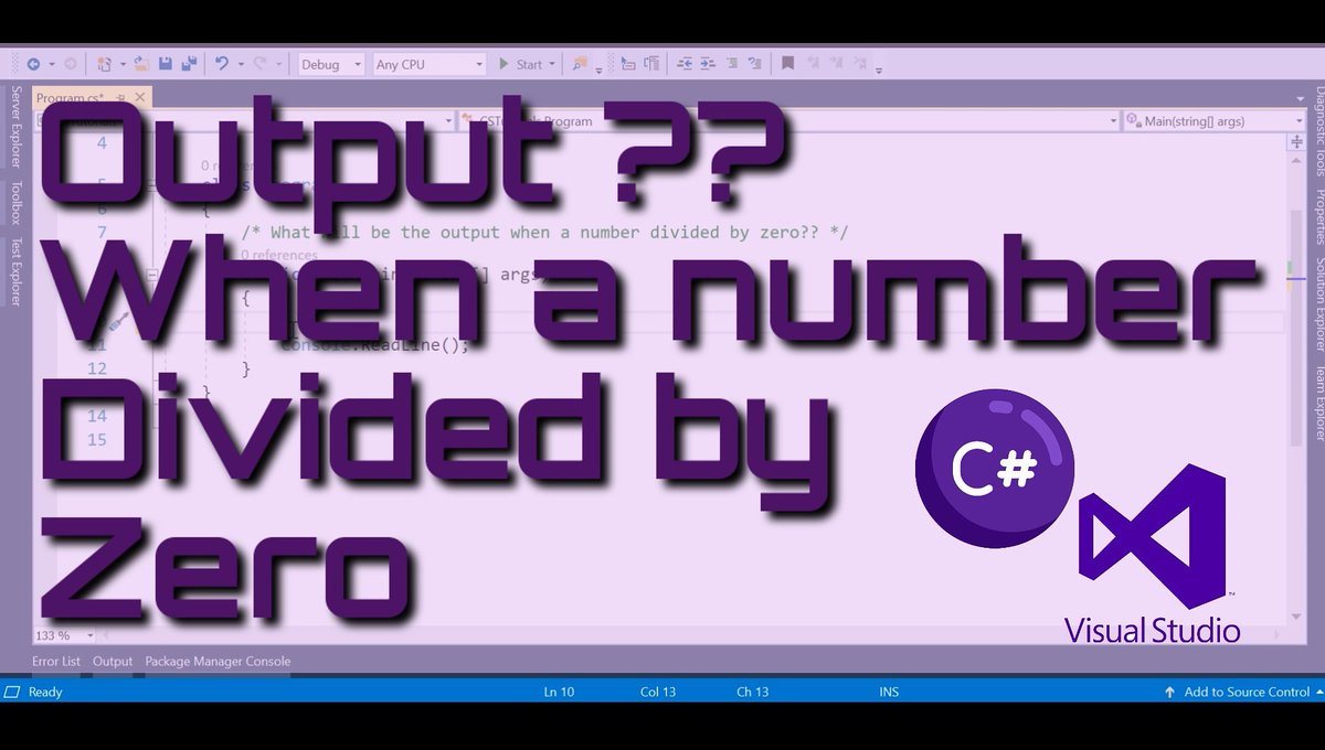 tutorials_cs's tweet image. youtu.be/fx0J6W6Wv30
What will the output when a number divided by zero??
#cstutorials #csharp #programming
@vermagyan09
