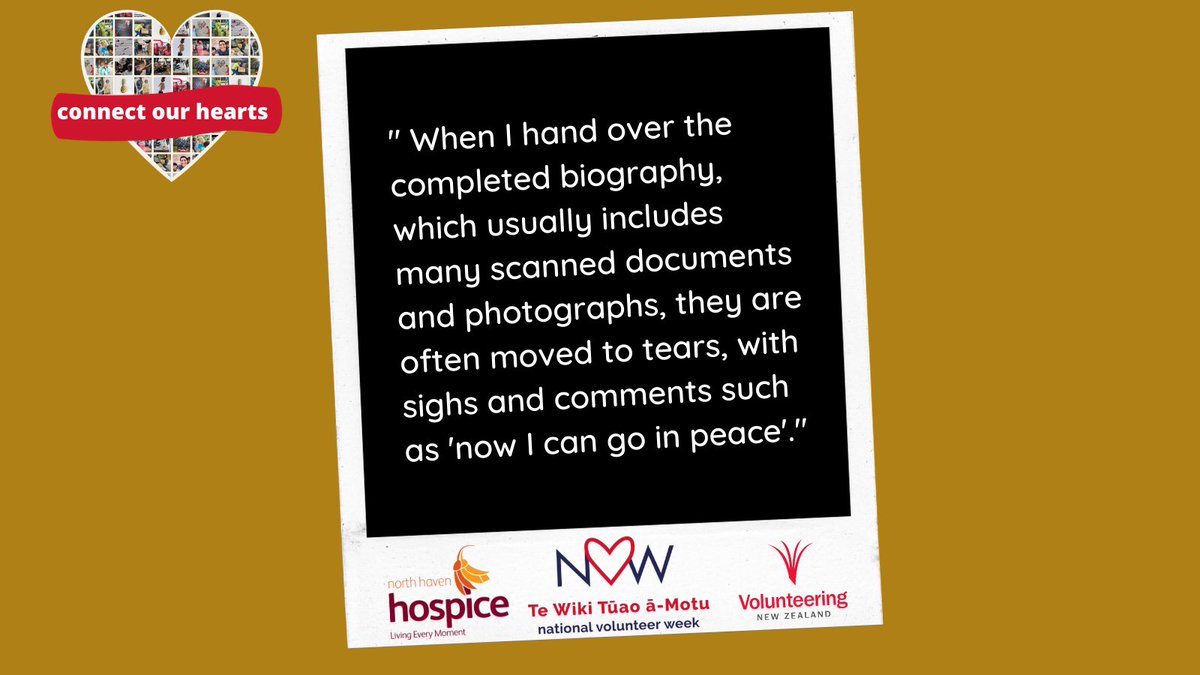 Richard is a biographer to patients who have been diagnosed with a terminal illness and have only a short time left. He helps those facing death through the recounting of their lives.

Thank you, Richard.
#NVW2021