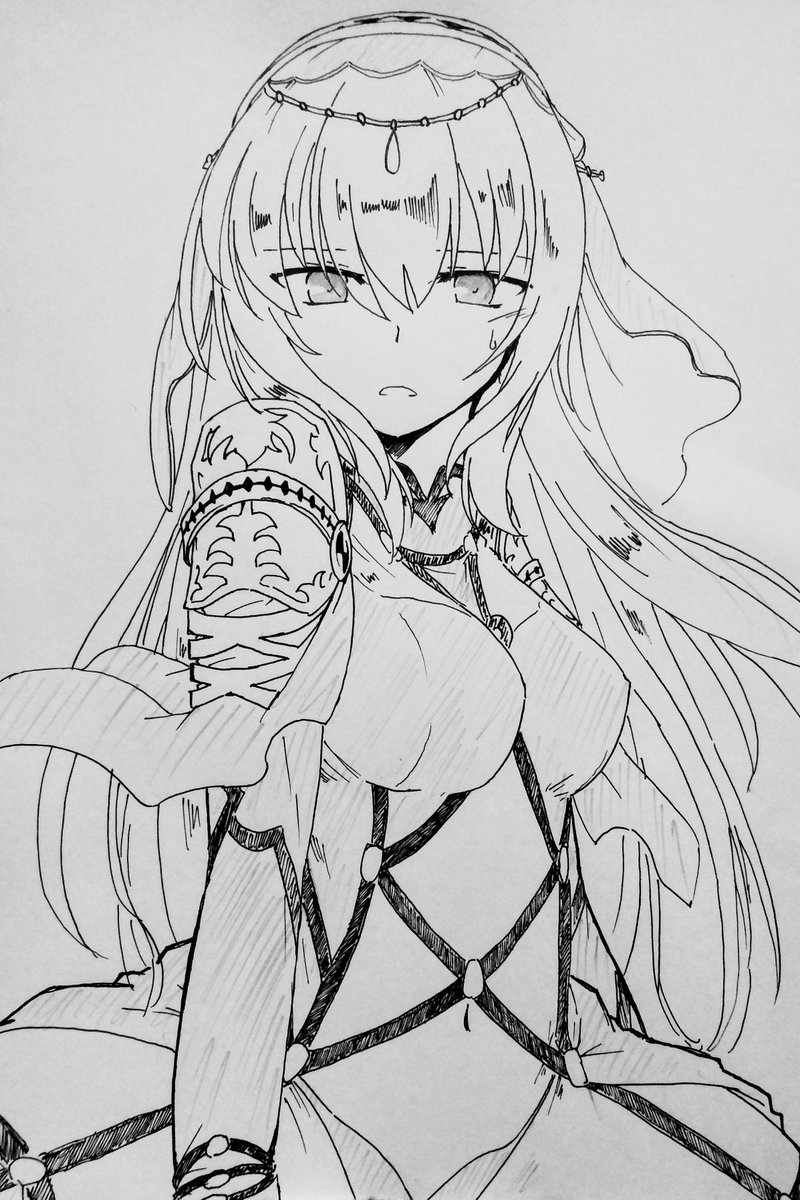 これはペン入れに失敗して
色塗りの気力が吹き飛んだスカサハししょー

#FGO 
#アナログ絵 
#スカサハ 