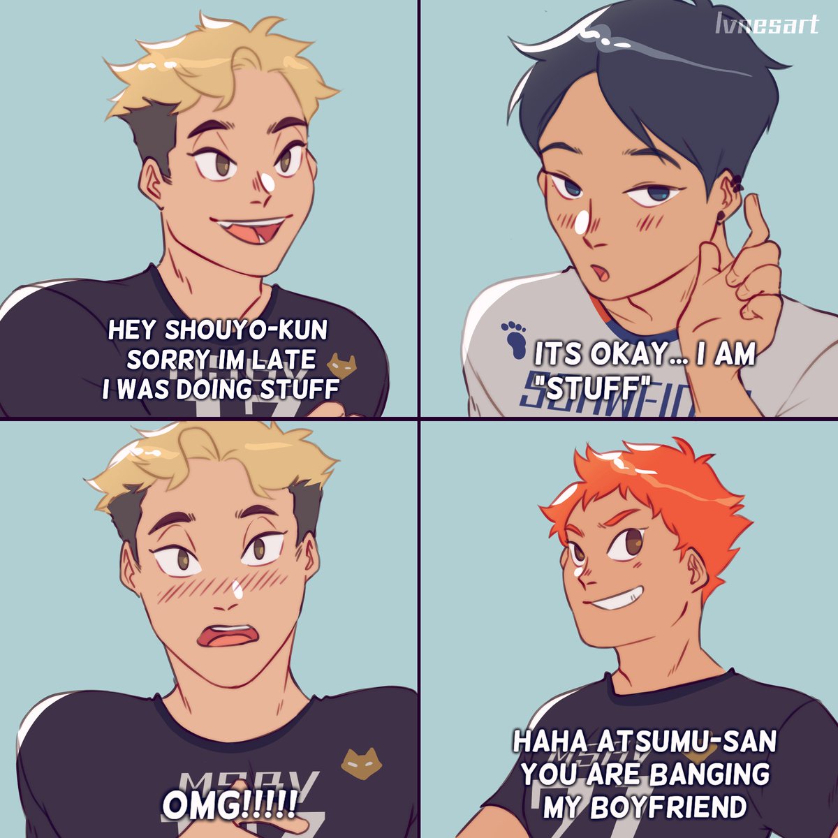 this happens right before the jackadlers match
#atsukagehina #haikyuu 